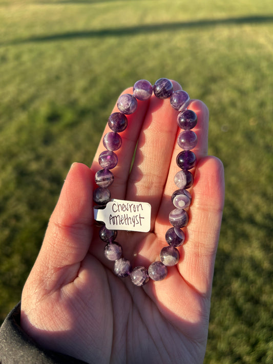 Chevron Amethyst Bracelet 8mm